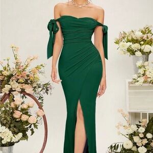 SHEIN Strapless Green Dress